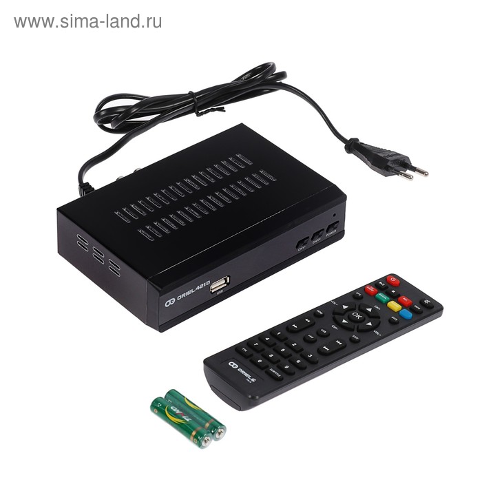 Приставка для цифрового ТВ Oriel 421D, FullHD, DVB-T2/C, дисплей, HDMI, RCA, USB, черная - Фото 1