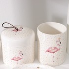 Набор аксессуаров для ванной комнаты «Фламинго», 4 предмета (дозатор 350 мл, мыльница, 2 стакана), цвет белый - фото 24396223