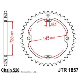 Звезда задняя, ведомая, JTR1857 для мотоцикла стальная, цепь 520, 38 зубьев