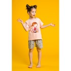 Пижама для девочки "Девочка с котёнком", рост 104-110 см, цвет персиковый/серый - фото 809436384