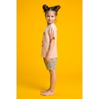 Пижама для девочки "Девочка с котёнком", рост 104-110 см, цвет персиковый/серый - фото 809436385