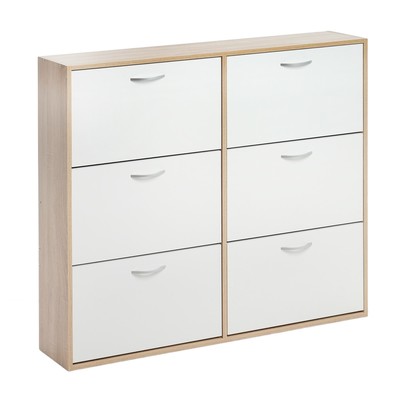 Обувница «Клик Мебель. Приветливая - 4», 6 ящиков, 1186×223×1096 мм, цвет дуб сонома/белый