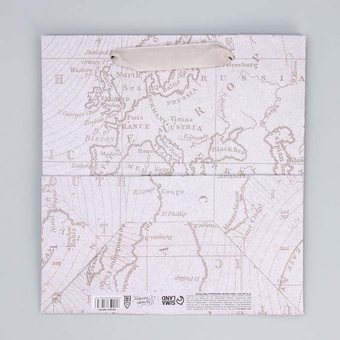 Пакет подарочный крафтовый квадратный, упаковка, «Весь мир твой», 22 х 22 х 11 см - фото 1908433568