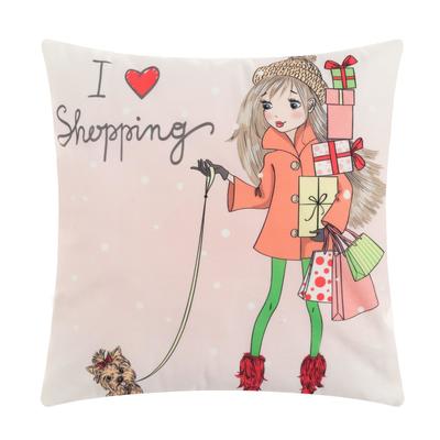 Наволочка декоративная Этель Девичьи истории»Shopping» 40×40 см, велюр