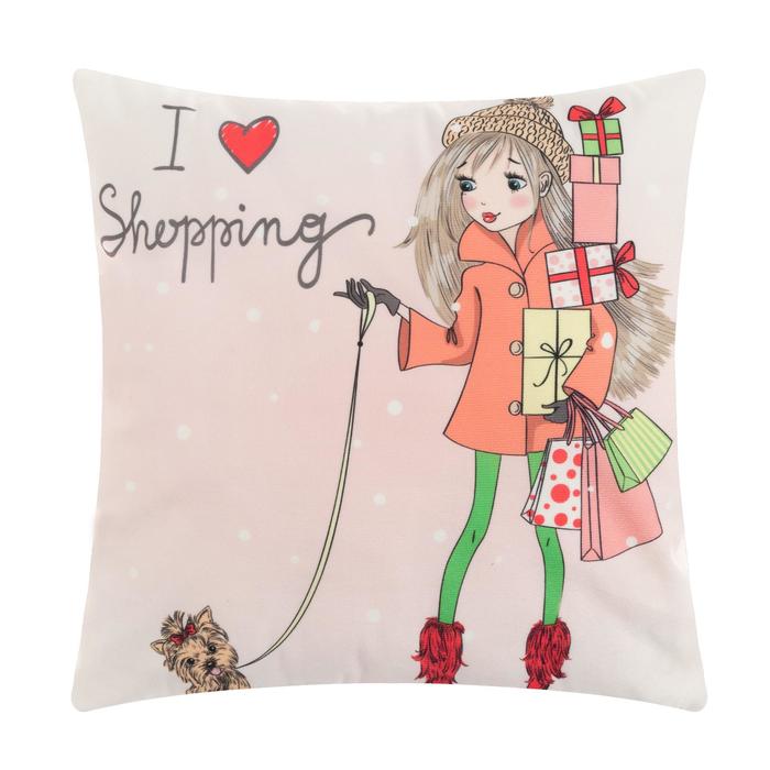 Наволочка декоративная Этель Девичьи истории»Shopping» 40×40 см, велюр - Фото 1