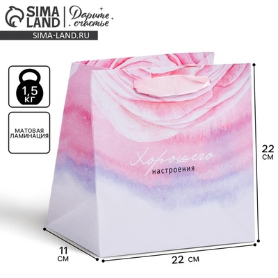 Пакет подарочный ламинированный квадратный, упаковка, «Цветочная нежность», 22×22×11 см