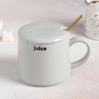 Кружка 350 мл «Напитки», с керамической крышкой и ложкой, цвета и надпись МИКС - Фото 1