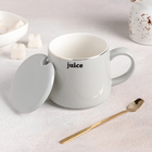 Кружка 350 мл «Напитки», с керамической крышкой и ложкой, цвета и надпись МИКС - Фото 2