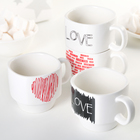 Набор керамический чайный «Влюбленнсть», 8 предметов: чашка 180 мл, блюдце 11 см - Фото 4