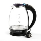 Чайник электрический "Добрыня" DO-1238B (EC-105), стекло, 1.8 л, 1500 Вт, подсветка, черный - Фото 1