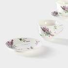 Сервиз чайный Доляна «Лаванда», 4 предмета: 2 чашки 220 мл, 2 блюдца d=14.2 см, фарфор, белый - Фото 4