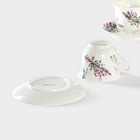 Сервиз чайный Доляна «Лаванда», 4 предмета: 2 чашки 220 мл, 2 блюдца d=14.2 см, фарфор, белый - Фото 6
