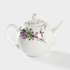 Чайник фарфоровый заварочный Доляна «Лаванда», 800 мл, цвет белый - фото 4263895