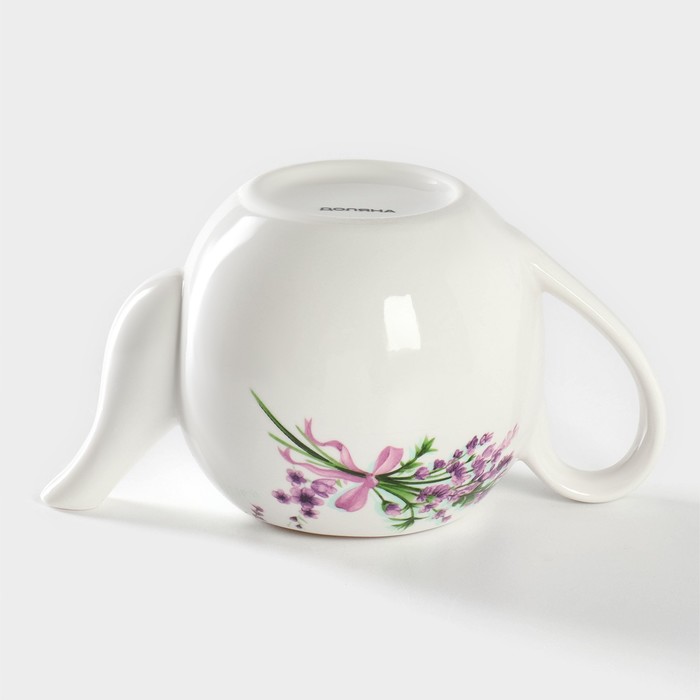 Чайник фарфоровый заварочный Доляна «Лаванда», 800 мл, цвет белый - фото 1906975889