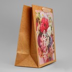 Пакет подарочный крафтовый вертикальный, упаковка, «Для тебя прекрасной», ML 23 х 27 х 11.5 см - Фото 3