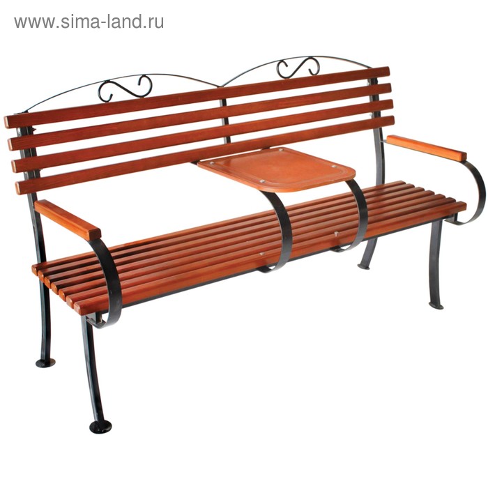 Скамейка «Романтика», 160×75×98 см, деревянная, металлические ножки, со столиком - Фото 1