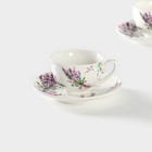 Набор фарфоровый кофейный Доляна «Лаванда», 4 предмета: 2 чашки 80 мл, 2 блюдца d=11.6 см, цвет белый - Фото 3