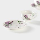 Набор фарфоровый кофейный Доляна «Лаванда», 4 предмета: 2 чашки 80 мл, 2 блюдца d=11.6 см, белый - Фото 5