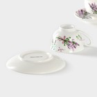 Набор фарфоровый кофейный Доляна «Лаванда», 4 предмета: 2 чашки 80 мл, 2 блюдца d=11.6 см, цвет белый - Фото 7