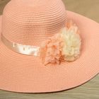 Шляпа пляжная "Цветы", цвет розовый, обхват головы 58 см, ширина полей 12 см - Фото 2