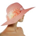 Шляпа пляжная "Цветы", цвет розовый, обхват головы 58 см, ширина полей 12 см - Фото 3