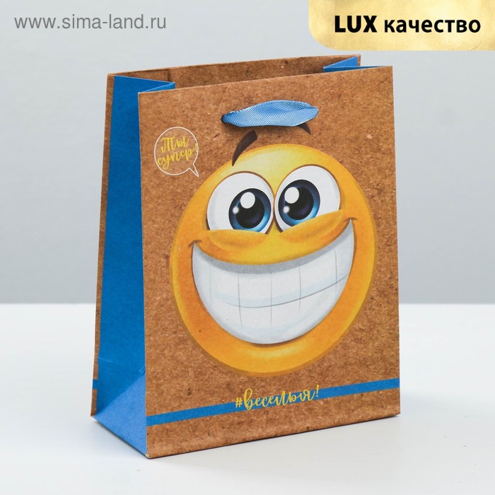 Пакет крафтовый вертикальный «Веселья и радости», 12 × 15 × 5,5 см - Фото 1