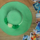 Шляпа пляжная "Цветы", цвет зелёный, обхват головы 58 см, ширина полей 12 см - Фото 1