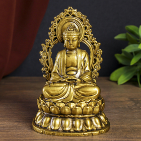 Нэцке полистоун под бронзу "Медитация будды" 14,5х9,5х8,3 см