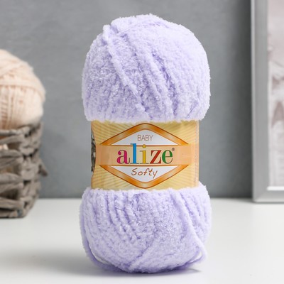 Плюшевая пряжа для вязания спицами, крючком ALIZE, Softy, 100% микрополиэстер, 115 м/50 г, (146 нежная сирень)