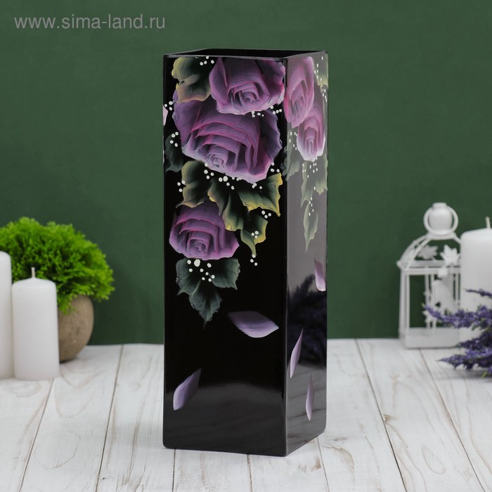 Ваза «Розовые цветы», 30×11 см, стекло