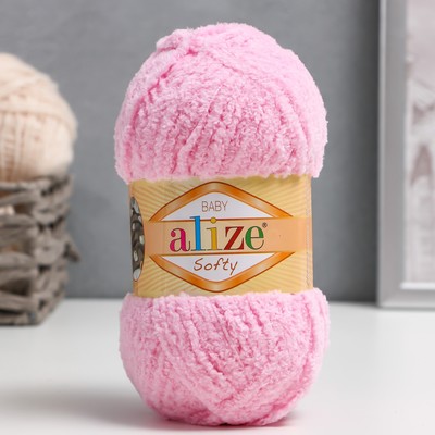 Плюшевая пряжа для вязания спицами, крючком ALIZE, Softy, 100% микрополиэстер, 115 м/50 г, (185 детский розовый)