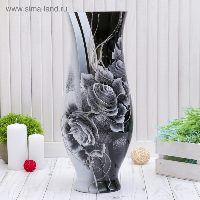 Ваза « Серебряные цветы», d=13 см, 40×15 см, стекло - Фото 1