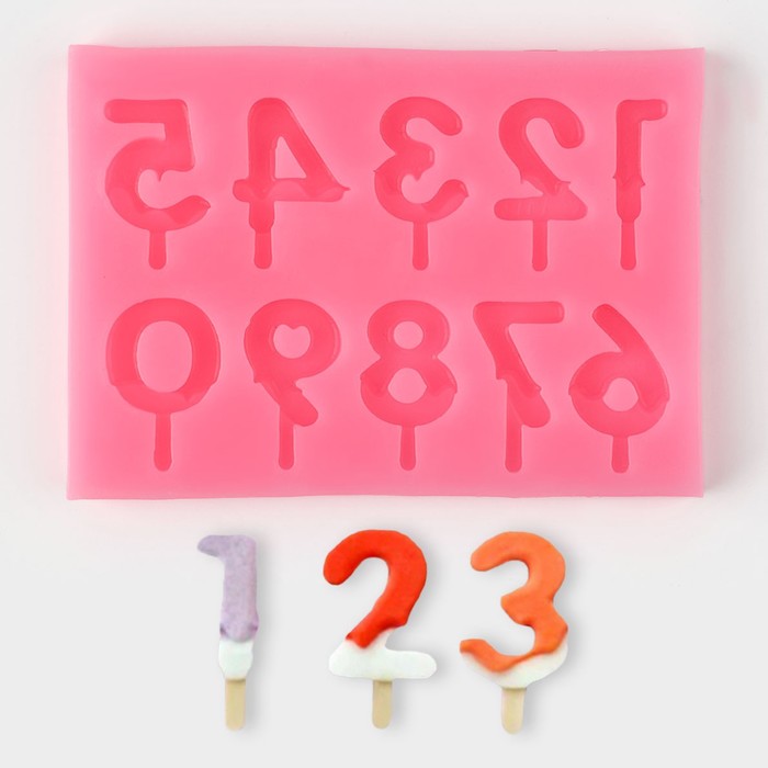Силиконовый молд «Цифры для торта», 9,5×6,5×0,4 см, цвет МИКС