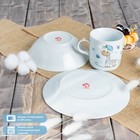 Набор детской посуды из керамики Доляна «Жирафик», 3 предмета: кружка 230 мл, миска 400 мл, тарелка d=18 см - Фото 5