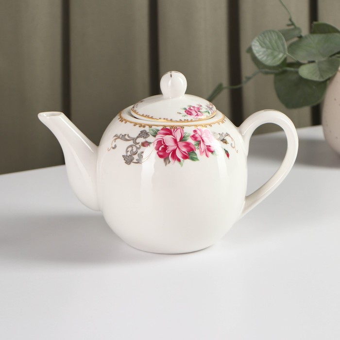Чайник фарфоровый заварочный «Аделин», 800 мл, цвет белый - фото 1906976342