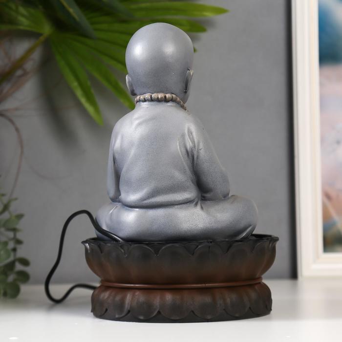 Фонтан настольный полистоун от сети свет "Маленький будда - медитация" 30х20х20 см - фото 1905527124