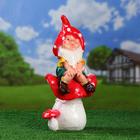 Садовая фигура "Гном на грибочке", разноцветная, гипс, 52 см - Фото 1