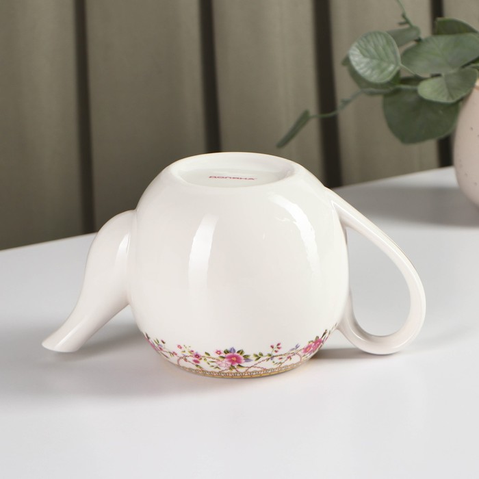 Чайник фарфоровый заварочный Доляна «Розали», 800 мл, цвет белый - фото 1906976383