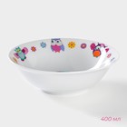 Набор детской посуды из керамики Доляна «Совушки», 3 предмета: кружка 230 мл, миска 400 мл, тарелка d=18 см, цвет белый - фото 9037259