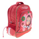 Рюкзак школьный «Маша и Медведь», эргономичная спинка, для девочки, красный - Фото 2
