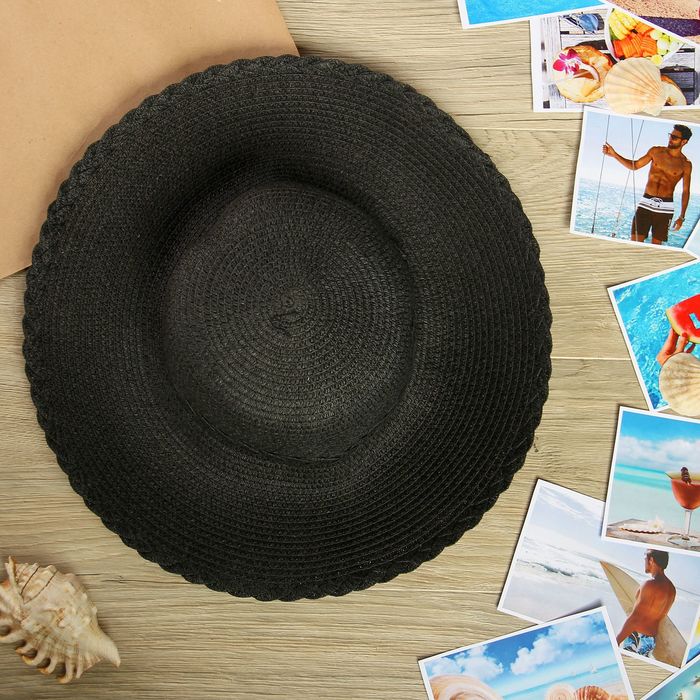 Шляпа пляжная "Сеньорина", цвет чёрный, обхват головы 58 см, ширина полей 10 см - Фото 1
