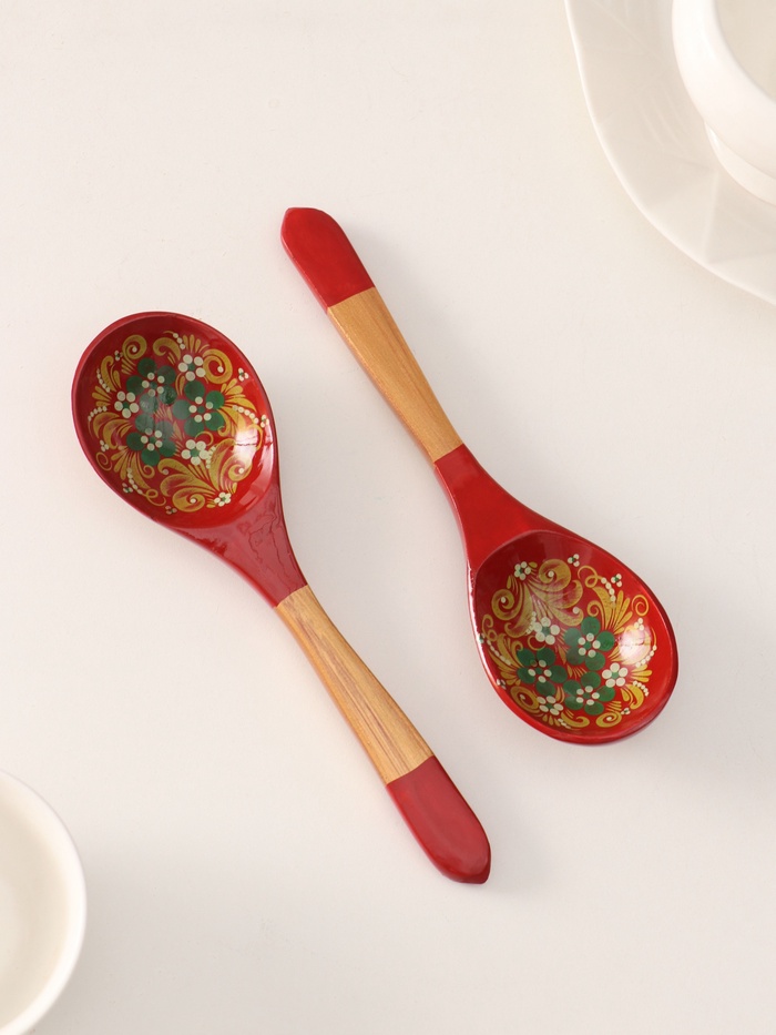 Ложка деревянная «Краснушка», салатная, 6×21, хохлома - Фото 1