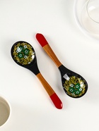 Ложка деревянная «Чернушка», салатная, 6×21, хохлома - Фото 1