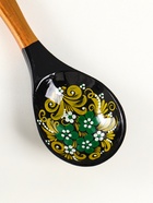 Ложка деревянная «Чернушка», салатная, 6×21, хохлома - Фото 4