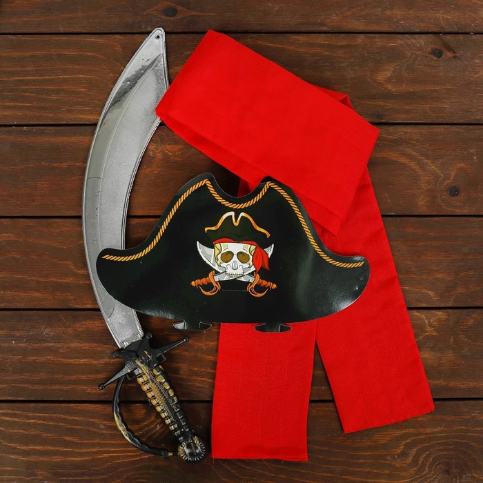 Карнавальный костюм «Полундра», жилетка, шляпа, пояс, меч - фото 1875996819