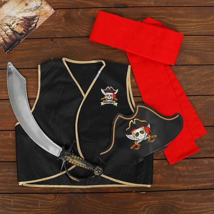 Карнавальный костюм «Полундра», жилетка, шляпа, пояс, меч - фото 1875996817