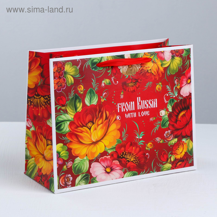 Пакет ламинированный горизонтальный «Русские узоры», MS 23 × 18 × 10 см - Фото 1