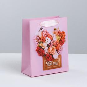 Пакет подарочный ламинированный вертикальный, упаковка, «Цветочные радости», S 12 х 15 х 5.5 см