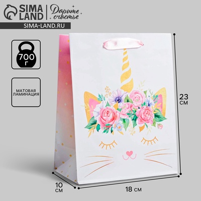 Пакет подарочный ламинированный, упаковка, «Мур», MS 18 х 23 х 10 см