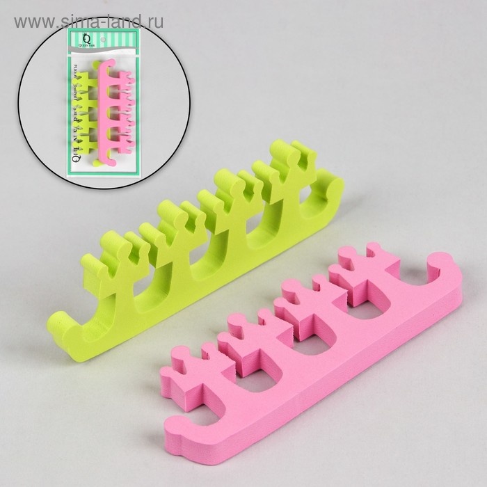 Разделители для пальцев «Короны», 2 шт, цвет розовый/зелёный - Фото 1